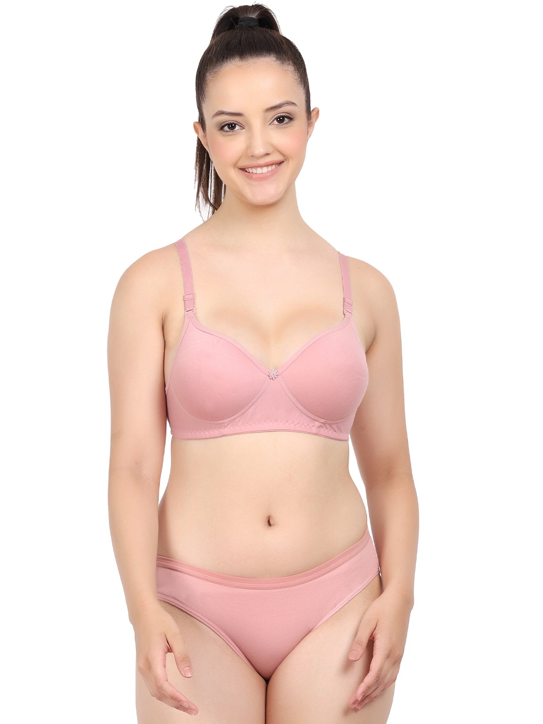 

Aamarsh Self Design Non Padded Non Wired Cotton Briefs Lingerie Set, Pink
