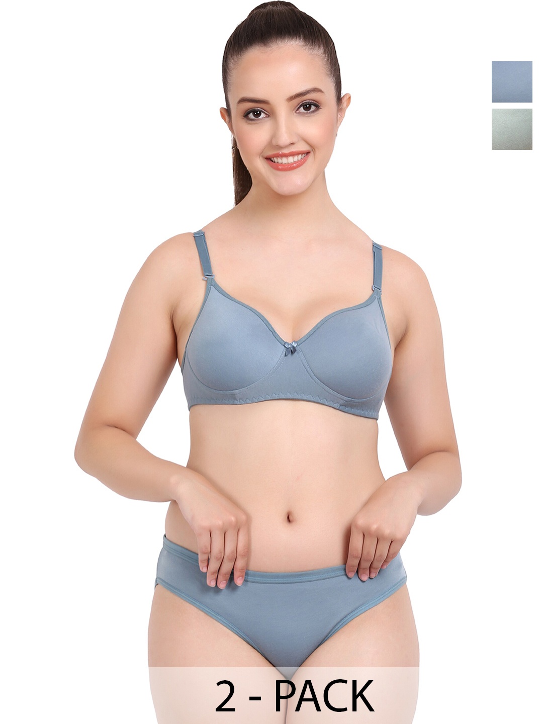 

Aamarsh Pack Of 2 Non Padded Non Wired Cotton Briefs Lingerie Set, Green