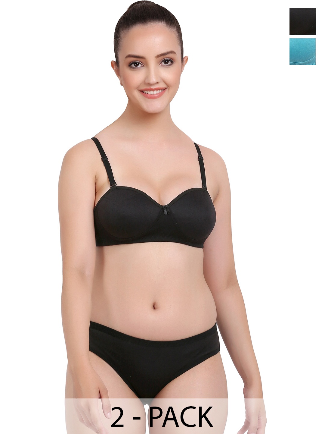

AROUSY Pack Of 2 Printed Brief Lingerie Set, Black