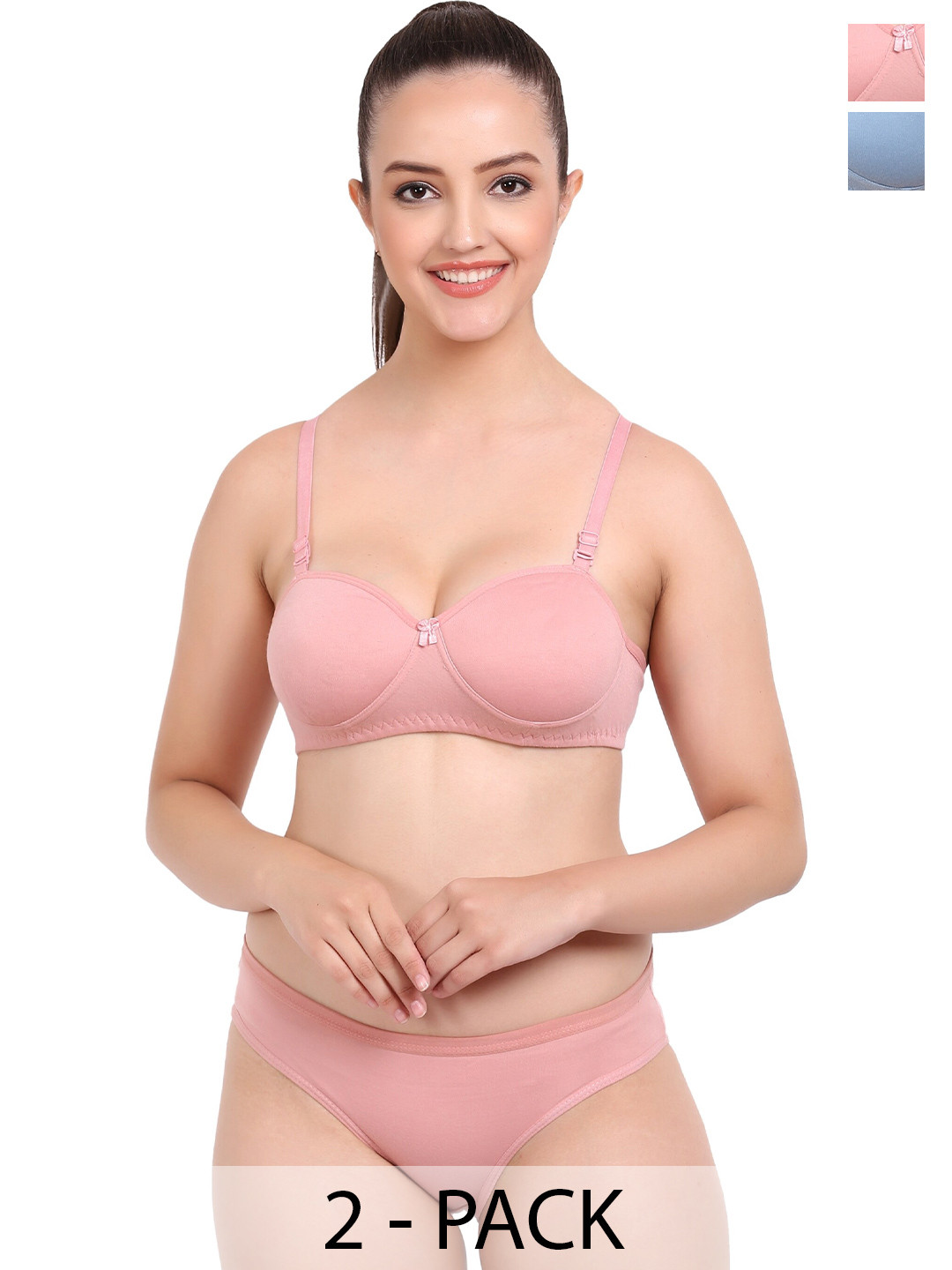 

AROUSY Pack Of 2 Cotton Briefs Lingerie Set, Pink