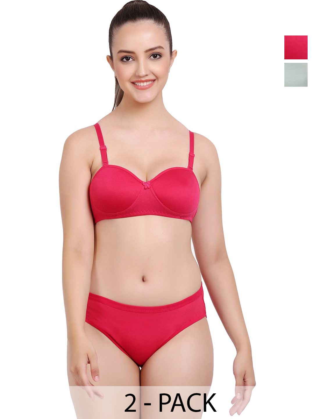 

PIBU Pack Of 2 Mid-Rise Cotton Briefs Lingerie Set, Red