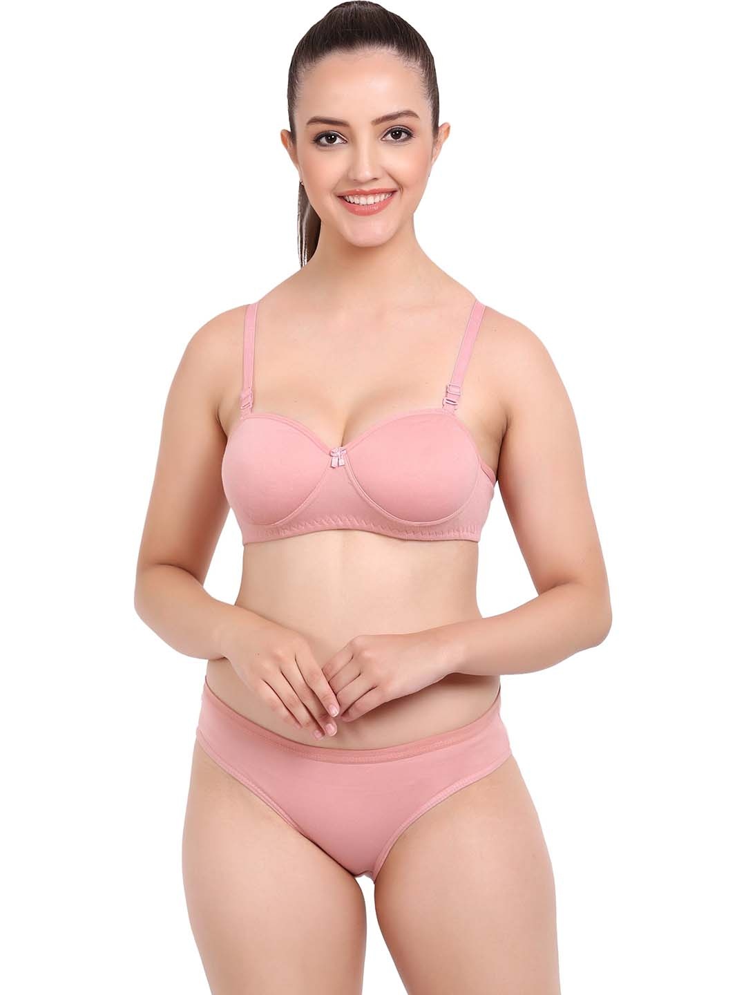 

PIBU Lightly Padded Cotton Lingerie Set, Pink