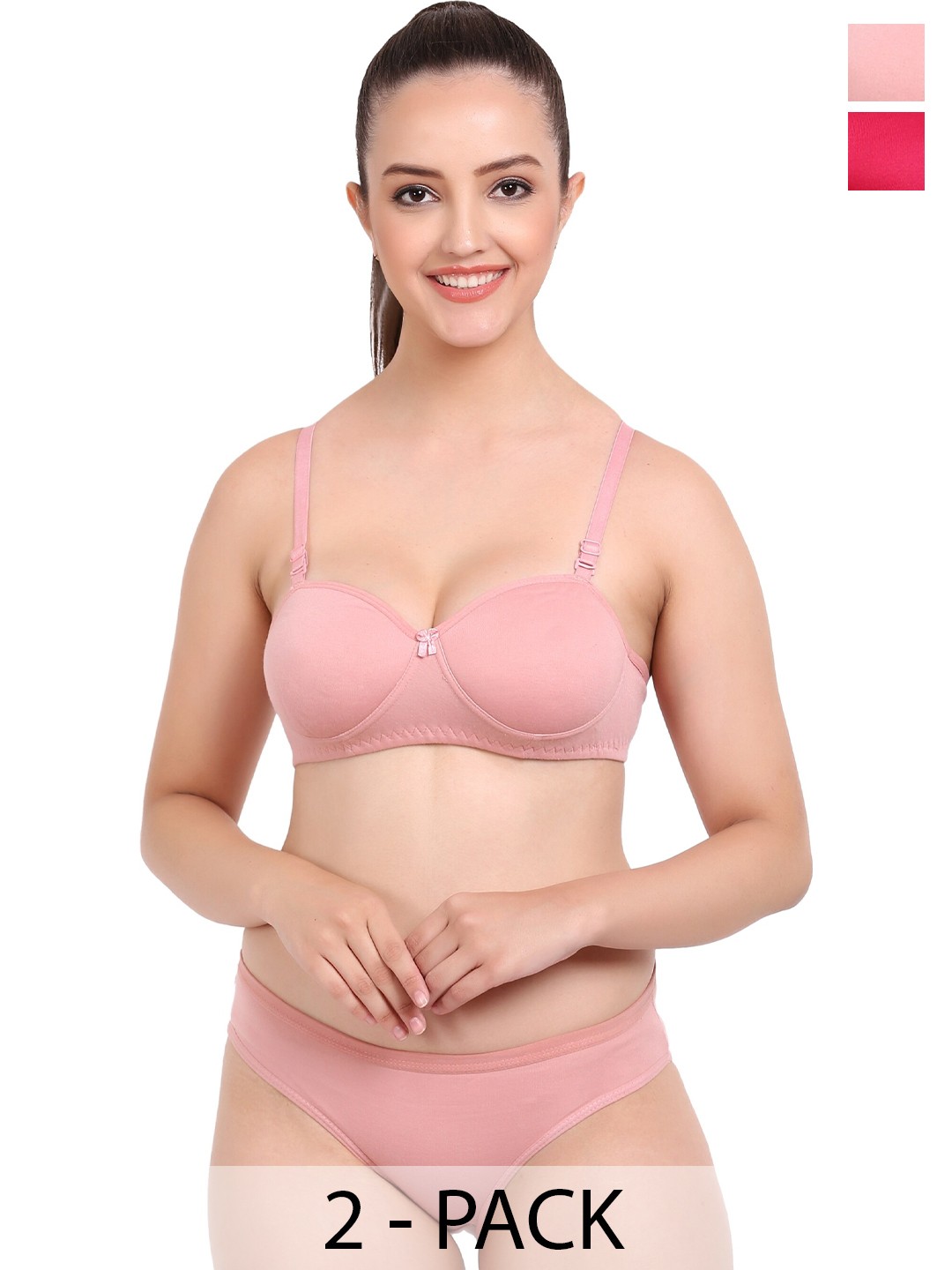 

Aamarsh Pack Of 2 Cotton Lingerie Set, Red
