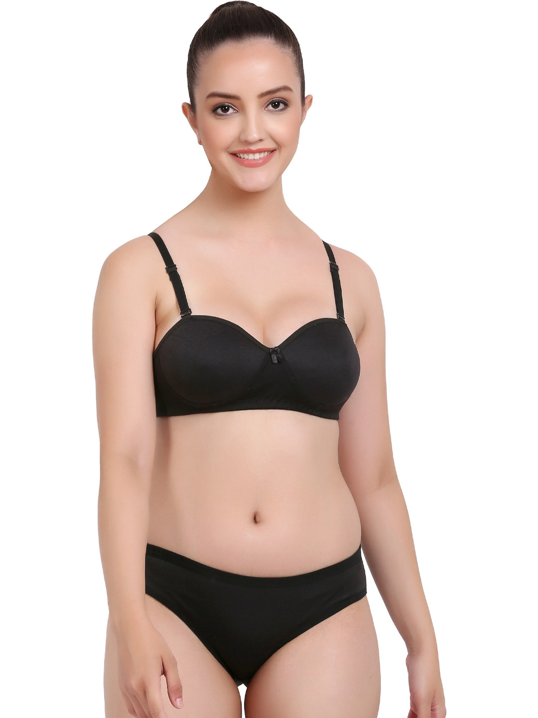 

Aamarsh Mid-Rise Cotton Briefs Lingerie Set, Black
