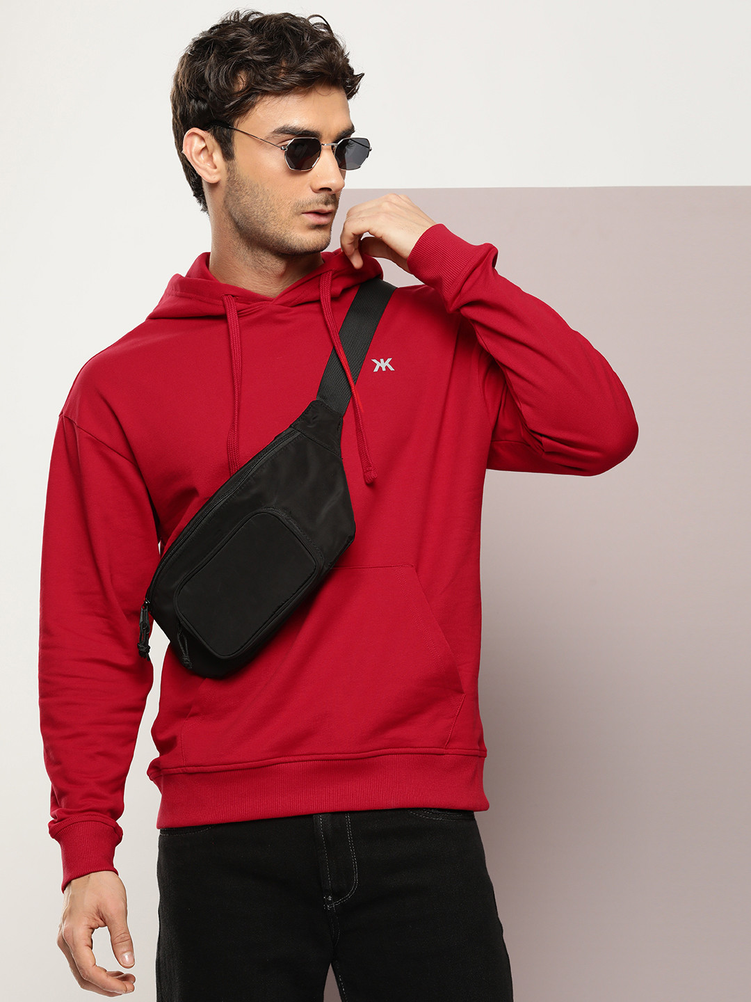 

Kook N Keech Men Solid Cotton Hooded Sweatshirt, Red