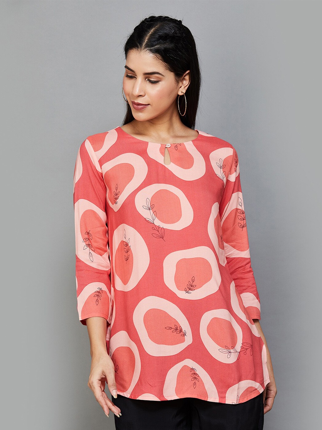 

Melange by Lifestyle Coral Floral Printed Kurti