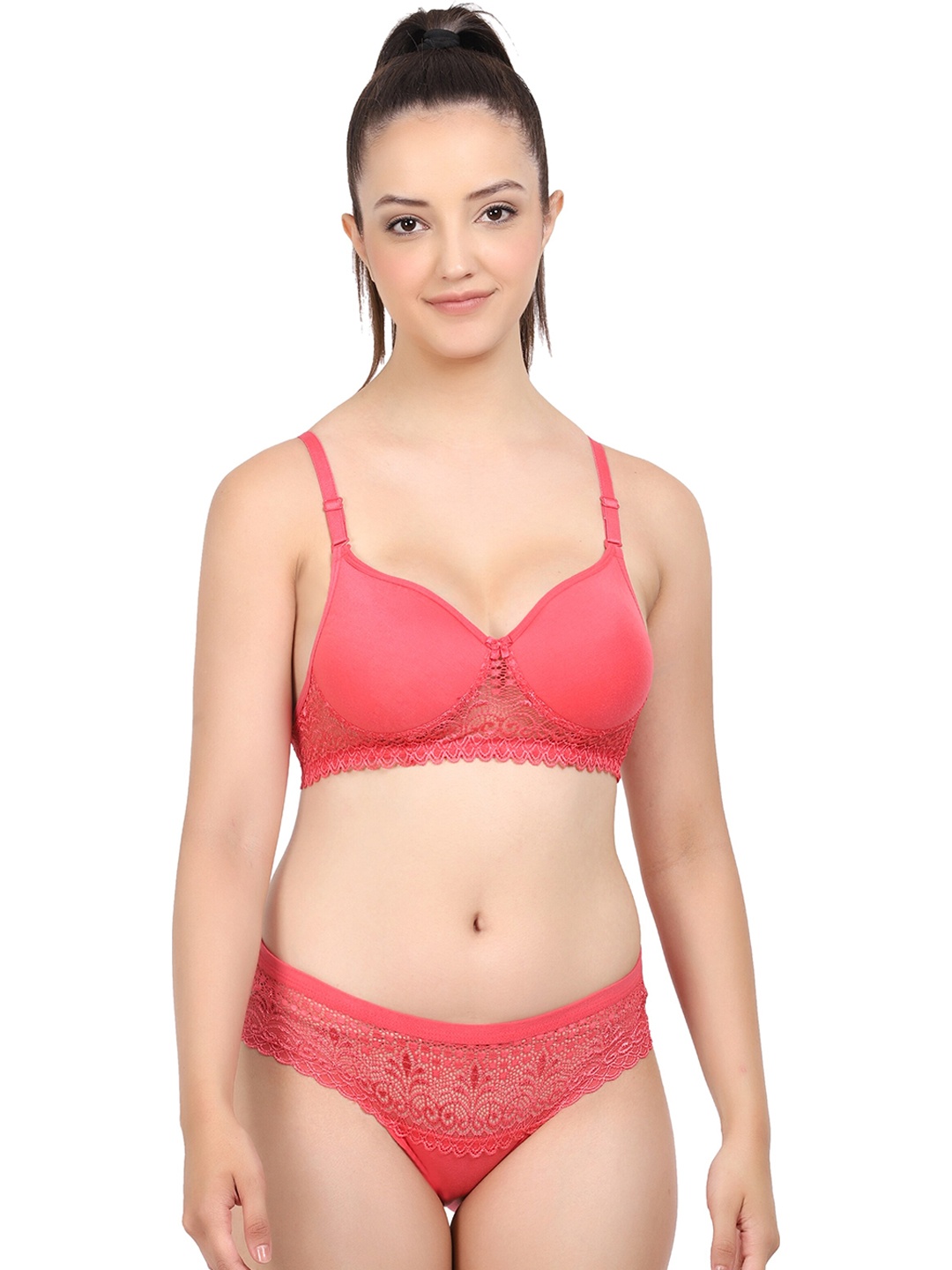 

AROUSY Cotton Brief Lingerie Set, Red