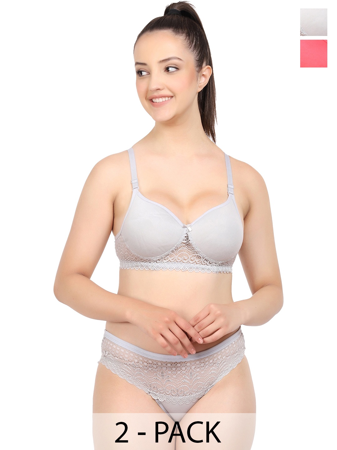 

PIBU Pack Of 2 Cotton Briefs Lingerie Set, Red