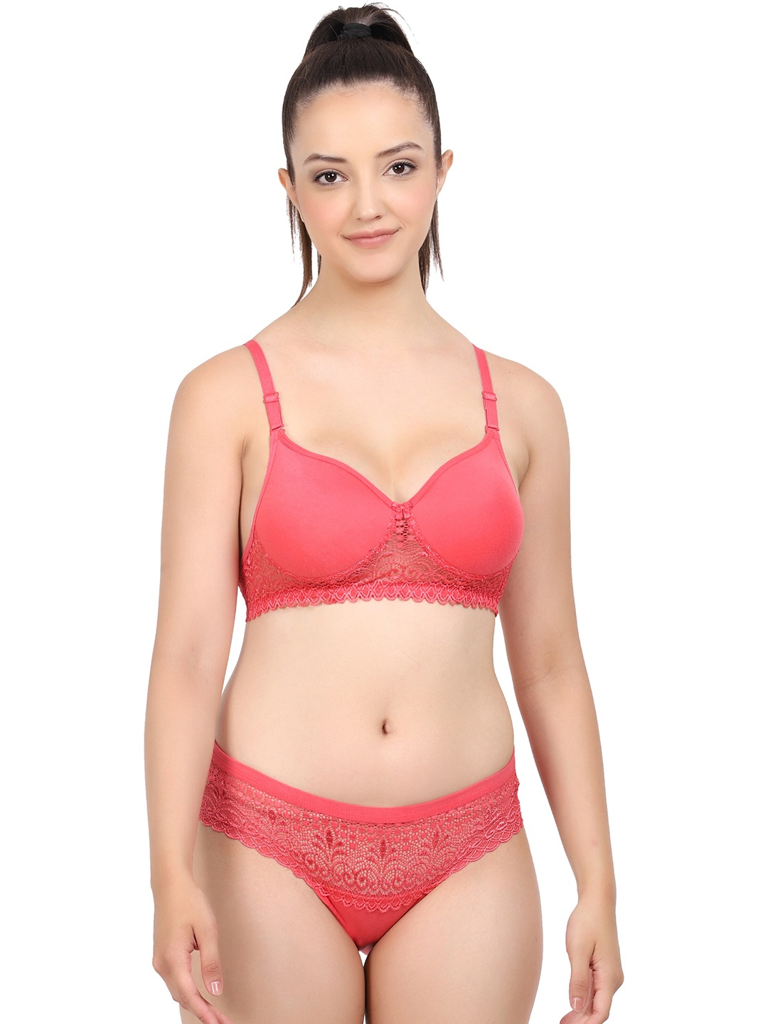 

Aamarsh Lightly Padded Cotton Lingerie Set A_Catlin Set1, Red