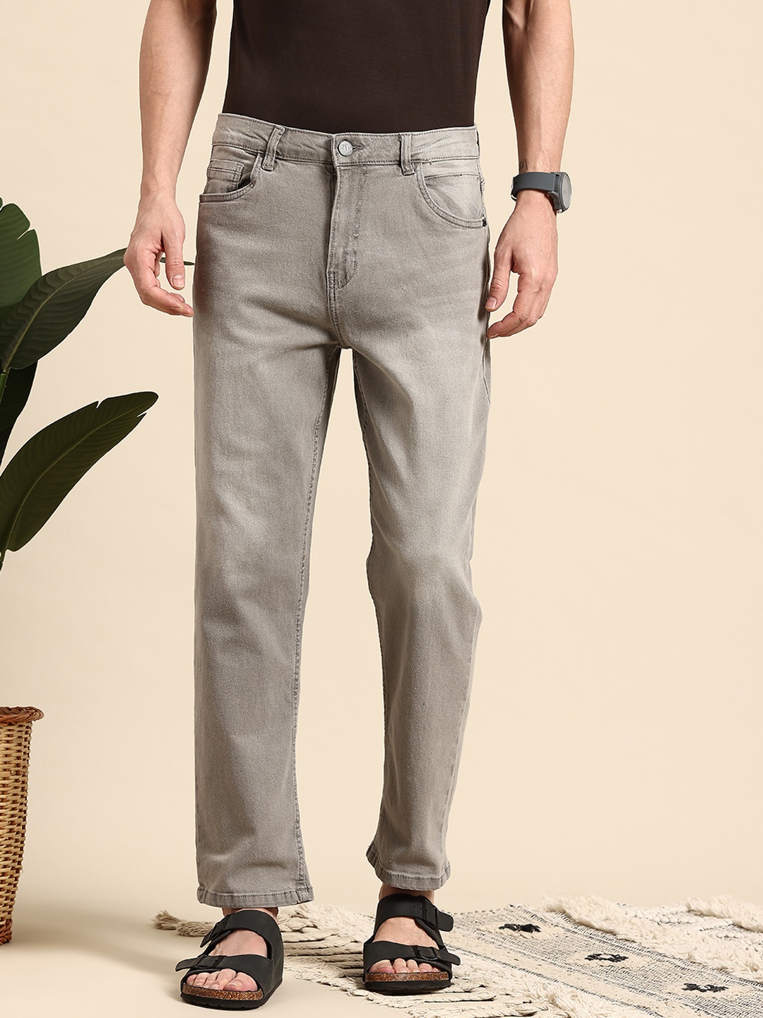 

Mast & Harbour Men Straight Fit Jeans, Grey