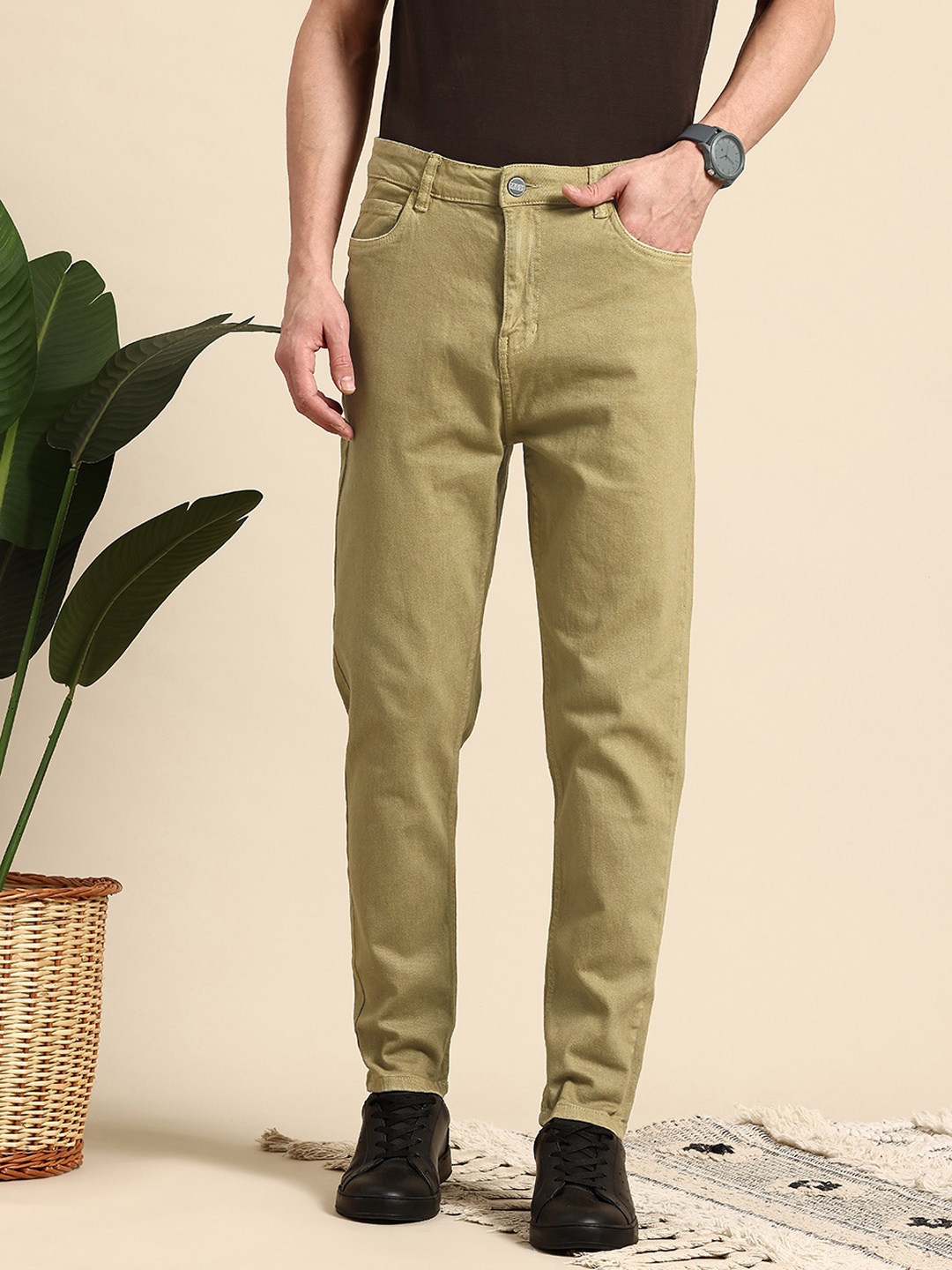 

Mast & Harbour Men Regular Fit Jeans, Olive