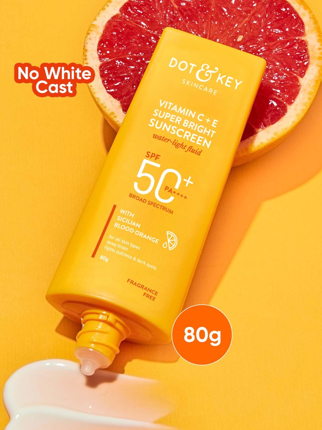 

DOT & KEY Vitamin C + E Sunscreen SPF 50 PA+++ For Glowing Skin with No White Cast - 80 g, Yellow