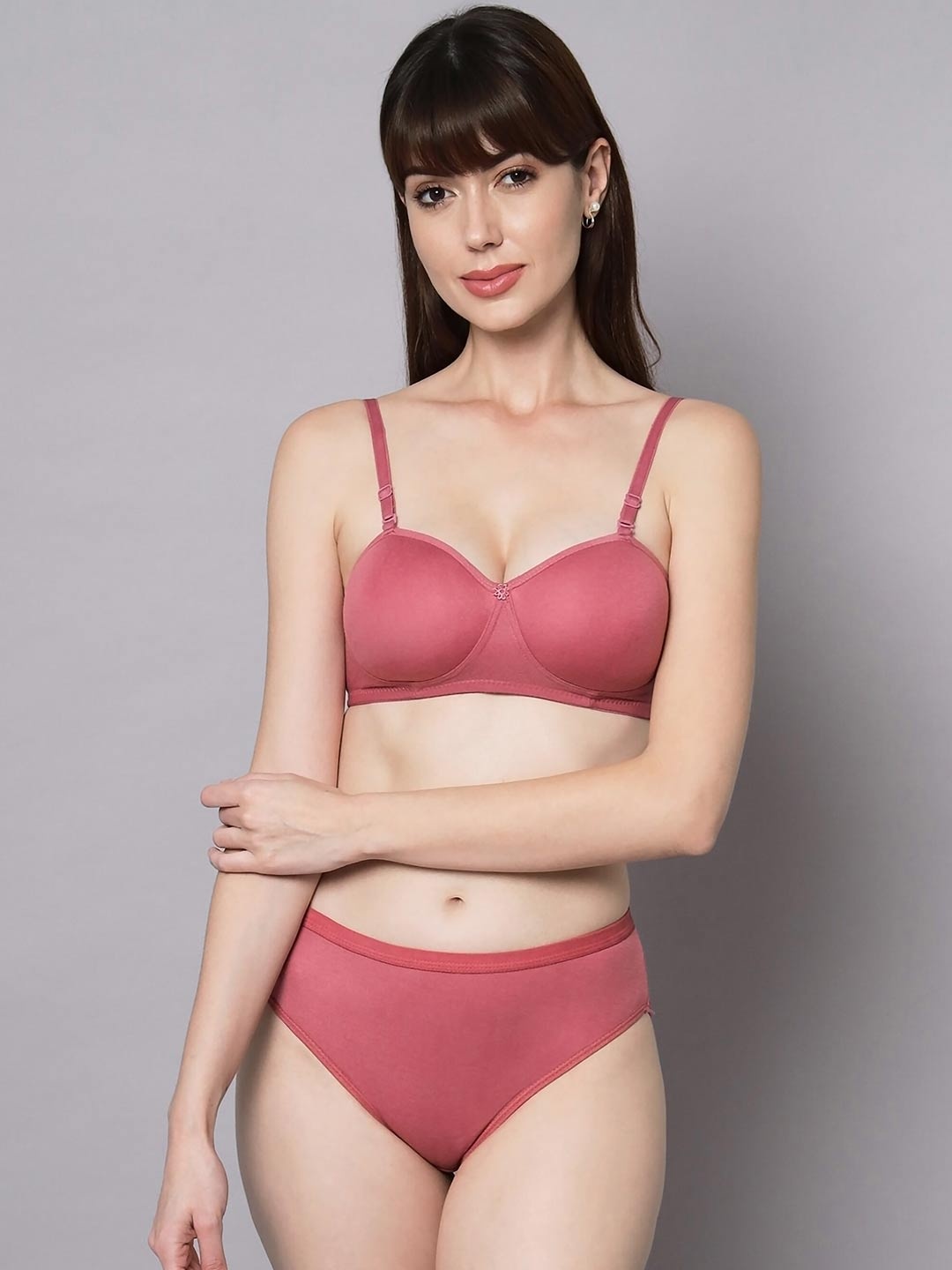 

AROUSY Lightly Padded Cotton Lingerie Set Demii-Set1, Red