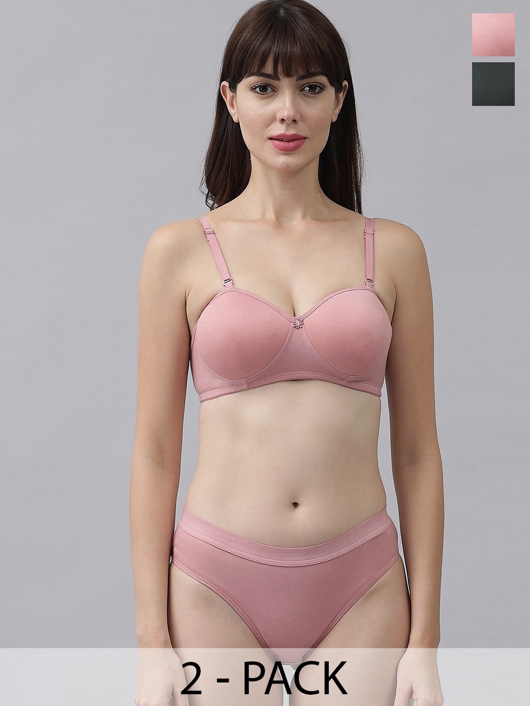 

Aamarsh Pack Of 2 Cotton Briefs Lingerie Set, Pink