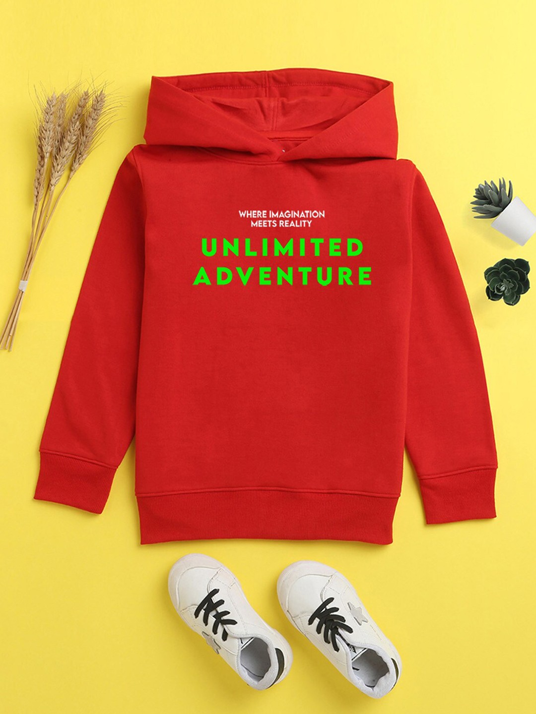 

BAESD Kids Printed Hooded Fleece Pullover, Red