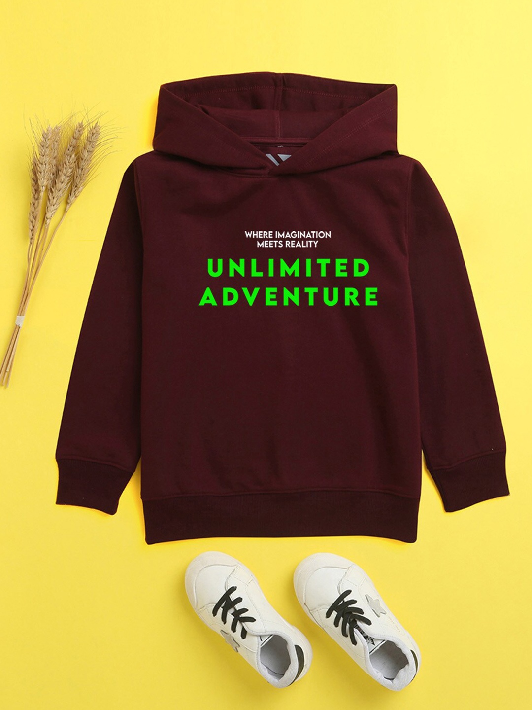 

BAESD Kids Typography Printed Fleece Hood Pullover Sweatshirt, Burgundy