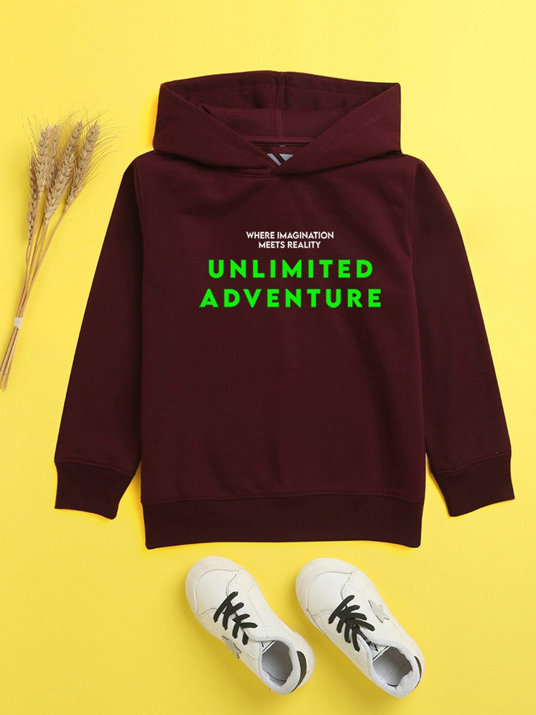 

BAESD Kids Typography Printed Fleece Hood Pullover Sweatshirt, Burgundy