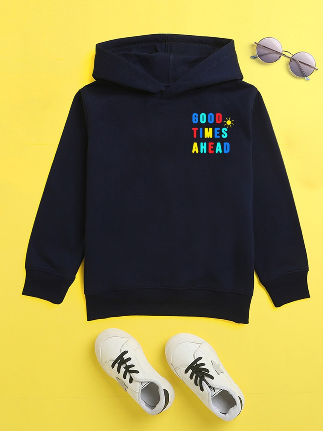 

BAESD Kids Typography Printed Fleece Hood Pullover Sweatshirt, Navy blue