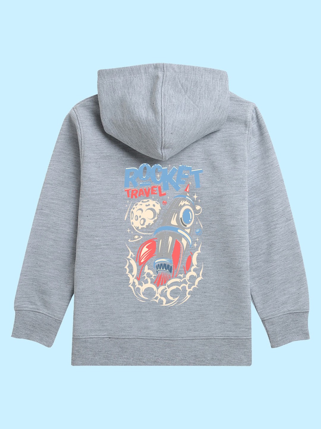 

BAESD Kids Rocket Printed Fleece Hood Pullover Sweatshirt, Grey