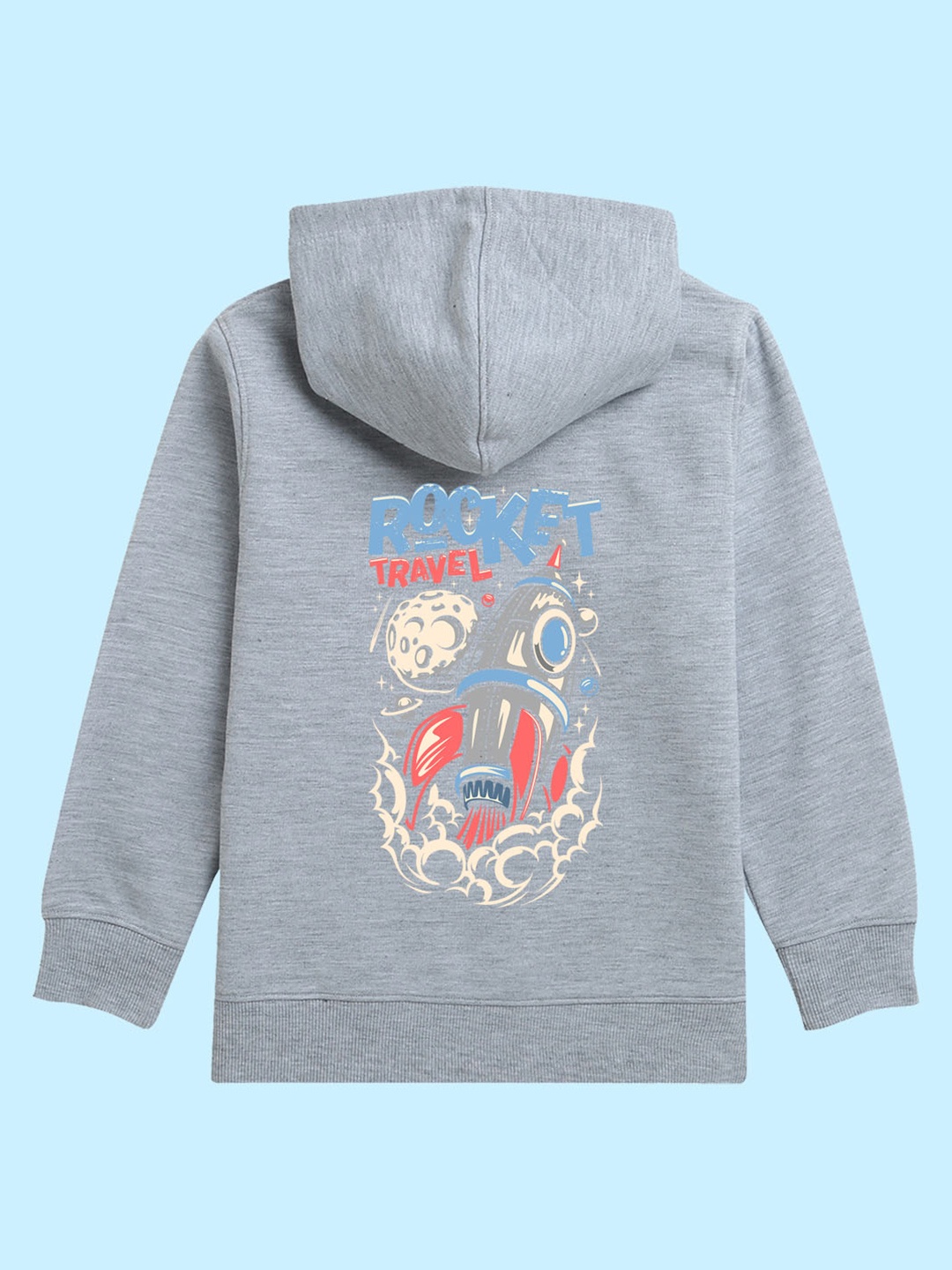 

BAESD Kids Rocket Printed Fleece Hood Pullover Sweatshirt, Grey
