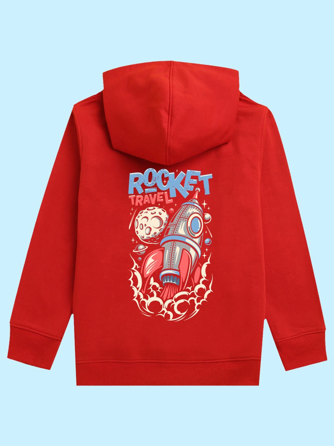 

BAESD Kids Rocket Printed Fleece Hood Pullover Sweatshirt, Red