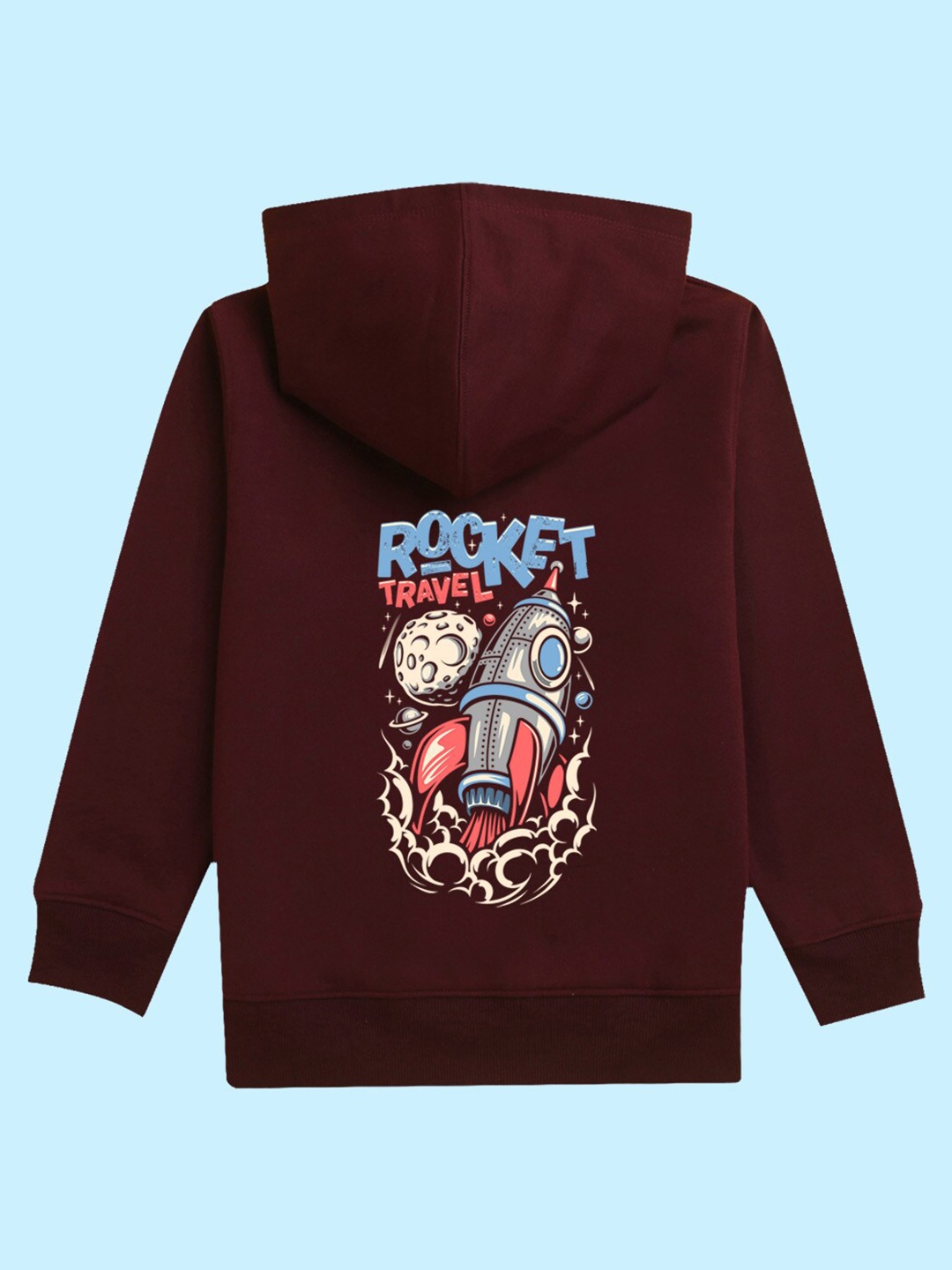 

BAESD Kids Rocket Printed Fleece Hood Pullover Sweatshirt, Burgundy