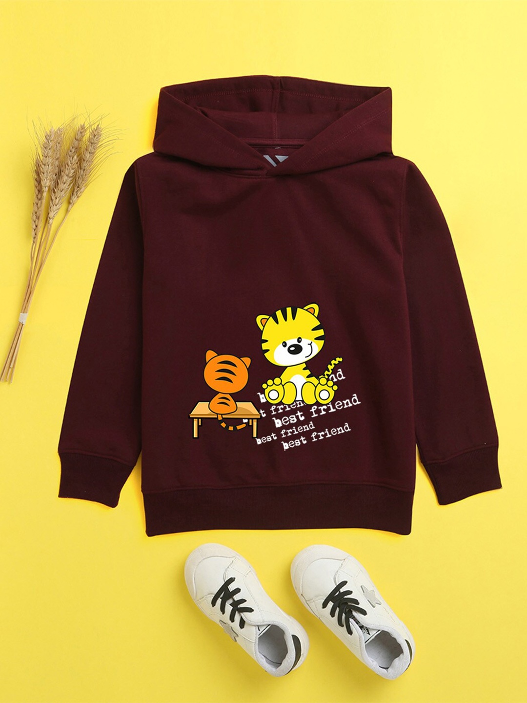 

BAESD Kids Conversational Printed Fleece Hood Pullover Sweatshirt, Burgundy