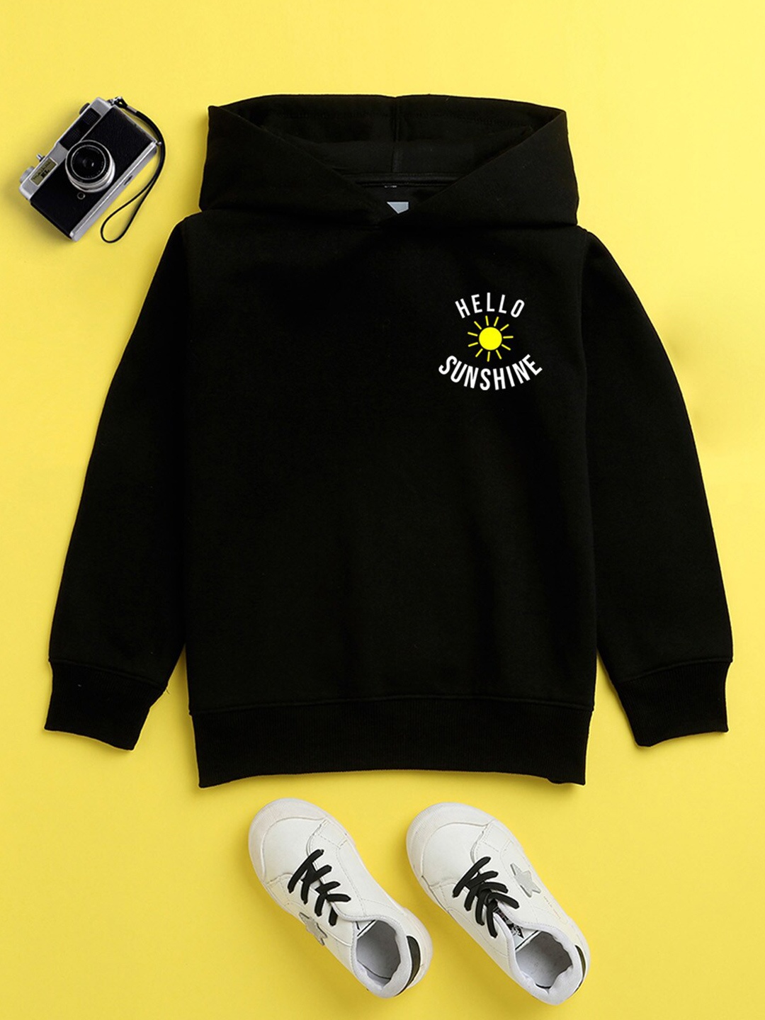

BAESD Kids Typography Printed Fleece Hood Pullover Sweatshirt, Black