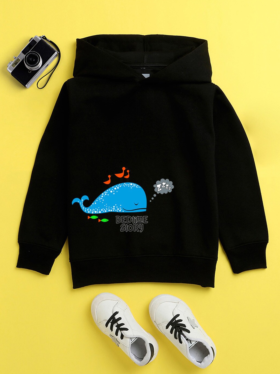 

BAESD Kids Dolphin Printed Fleece Hood Pullover Sweatshirt, Black