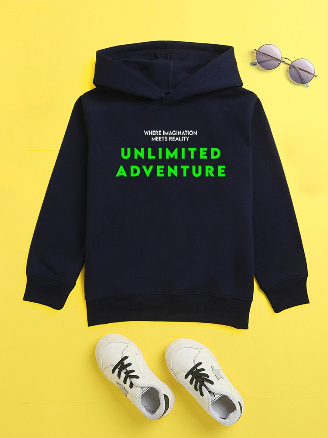 

BAESD Kids Typography Printed Fleece Hood Pullover Sweatshirt, Navy blue