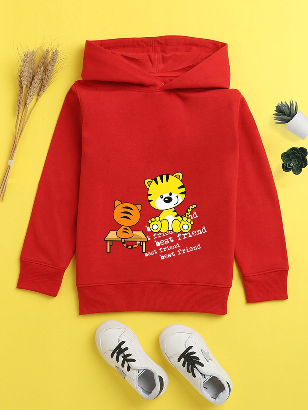 

BAESD Kids Graphic Printed Hooded Fleece Pullover, Red