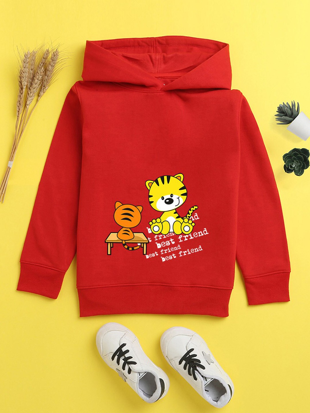 

BAESD Kids Graphic Printed Hooded Fleece Pullover, Red