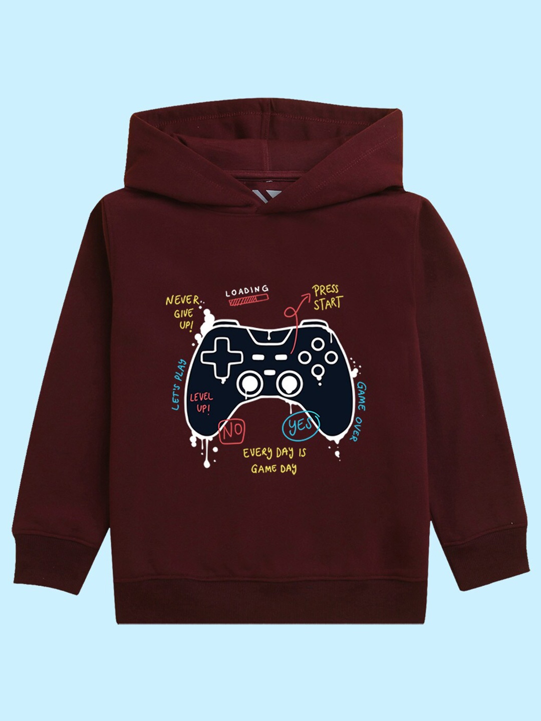 

BAESD Kids Graphic Printed Hooded Fleece Pullover, Burgundy