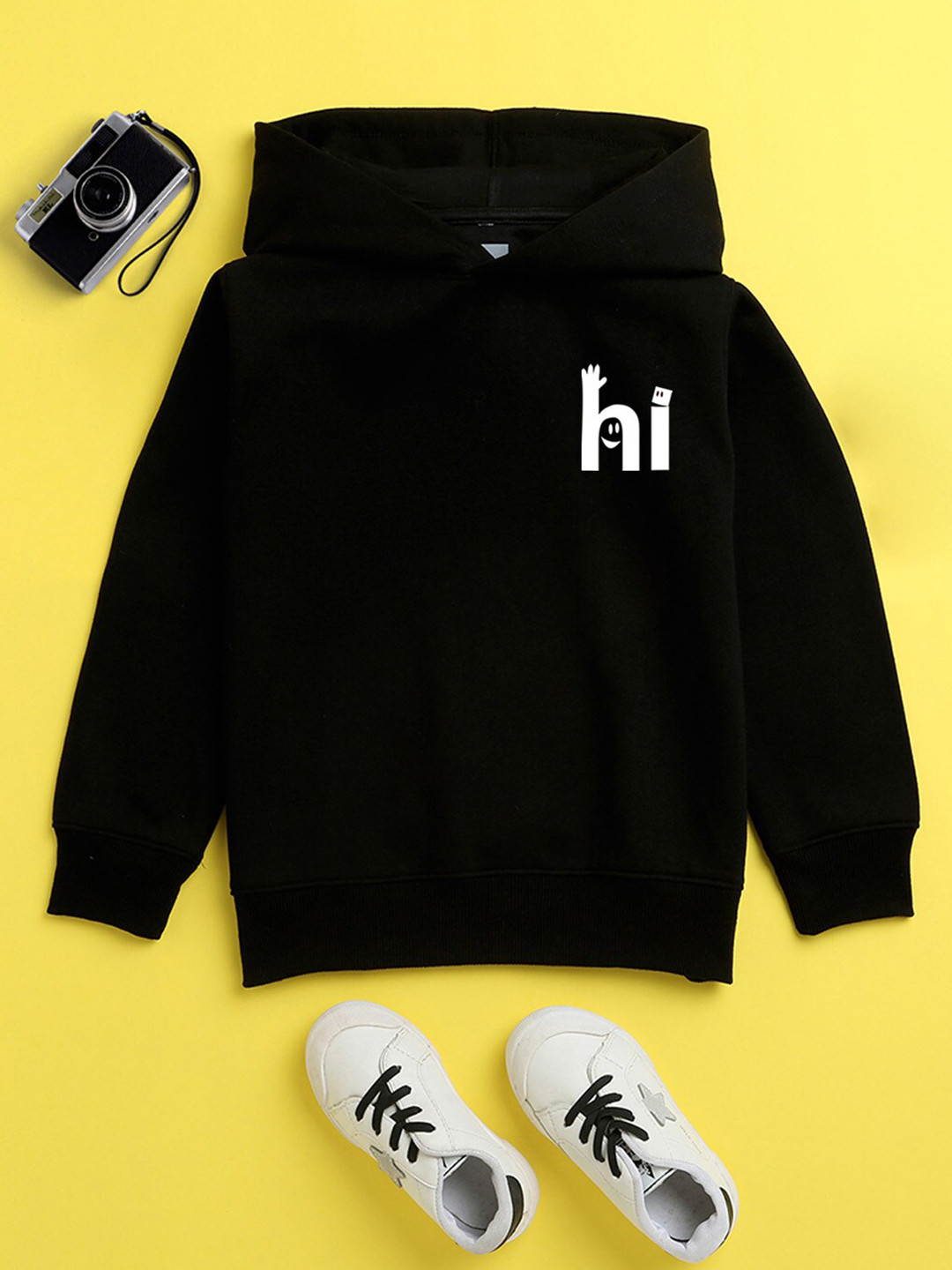

BAESD Kids Typography Printed Hooded Fleece Pullover Sweatshirt, Black