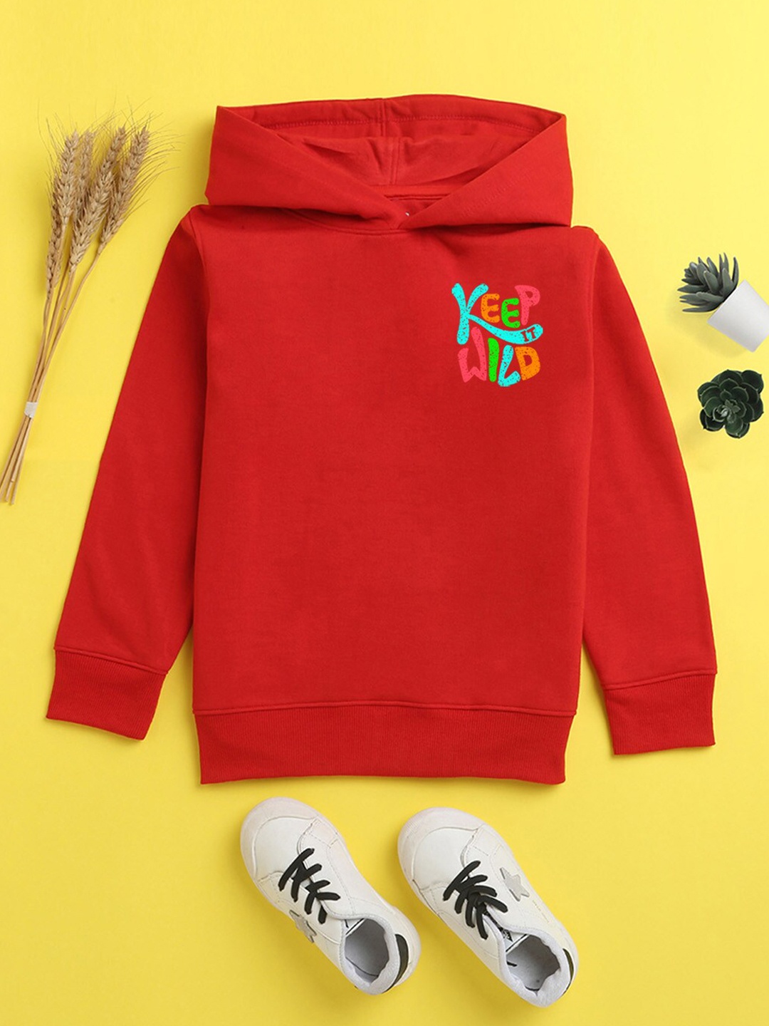 

BAESD Kids Graphic Printed Hooded Fleece Pullover Sweatshirt, Red