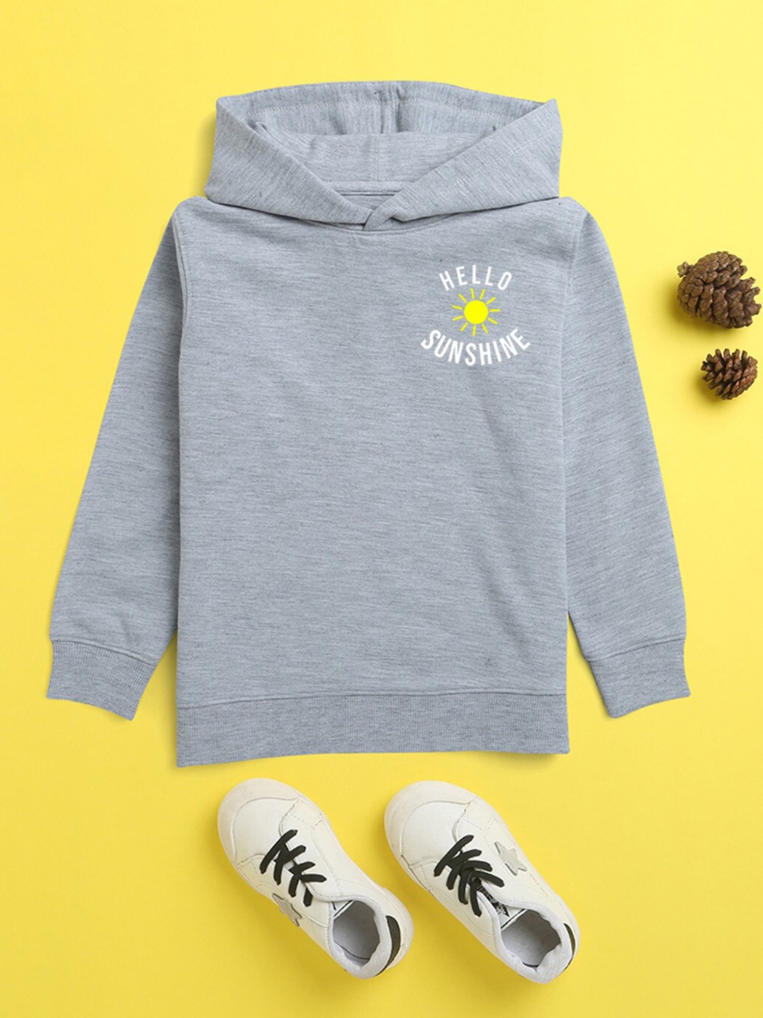 

BAESD Kids Typography Printed Hooded Fleece Pullover, Grey