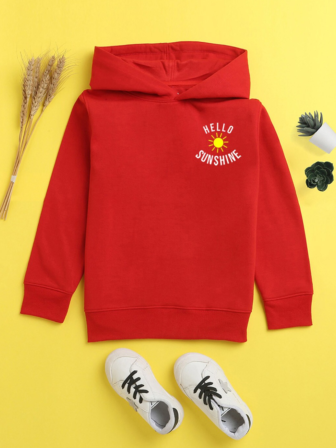 

BAESD Kids Typography Printed Hooded Fleece Pullover Sweatshirt, Red