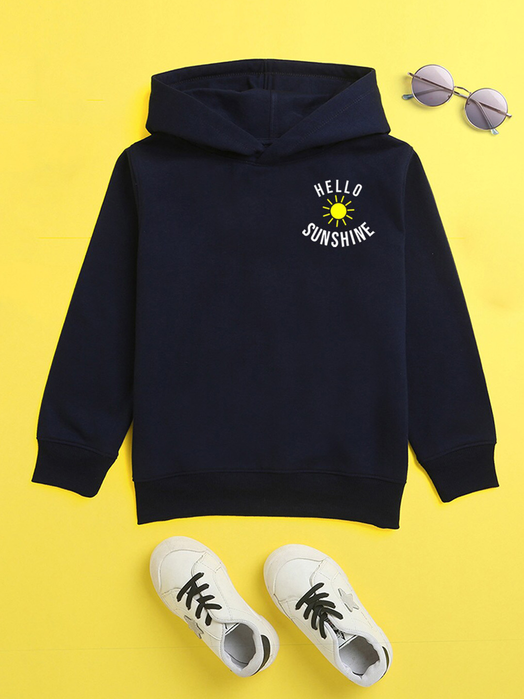 

BAESD Kids Typography Printed Hooded Fleece Pullover Sweatshirt, Navy blue