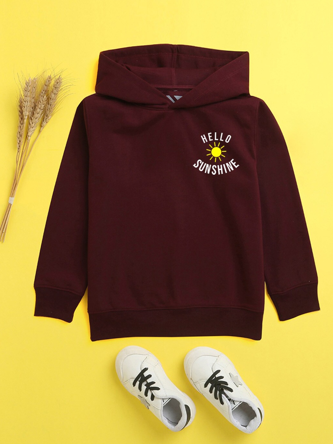 

BAESD Kids Typography Printed Hooded Fleece Pullover Sweatshirt, Burgundy