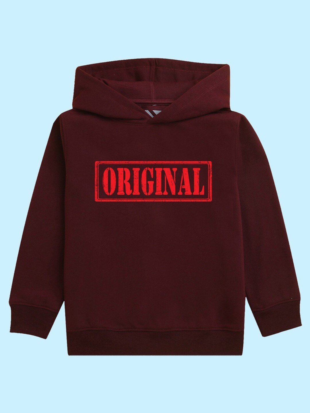 

BAESD Kids Typography Printed Hooded Fleece Pullover Sweatshirt, Burgundy