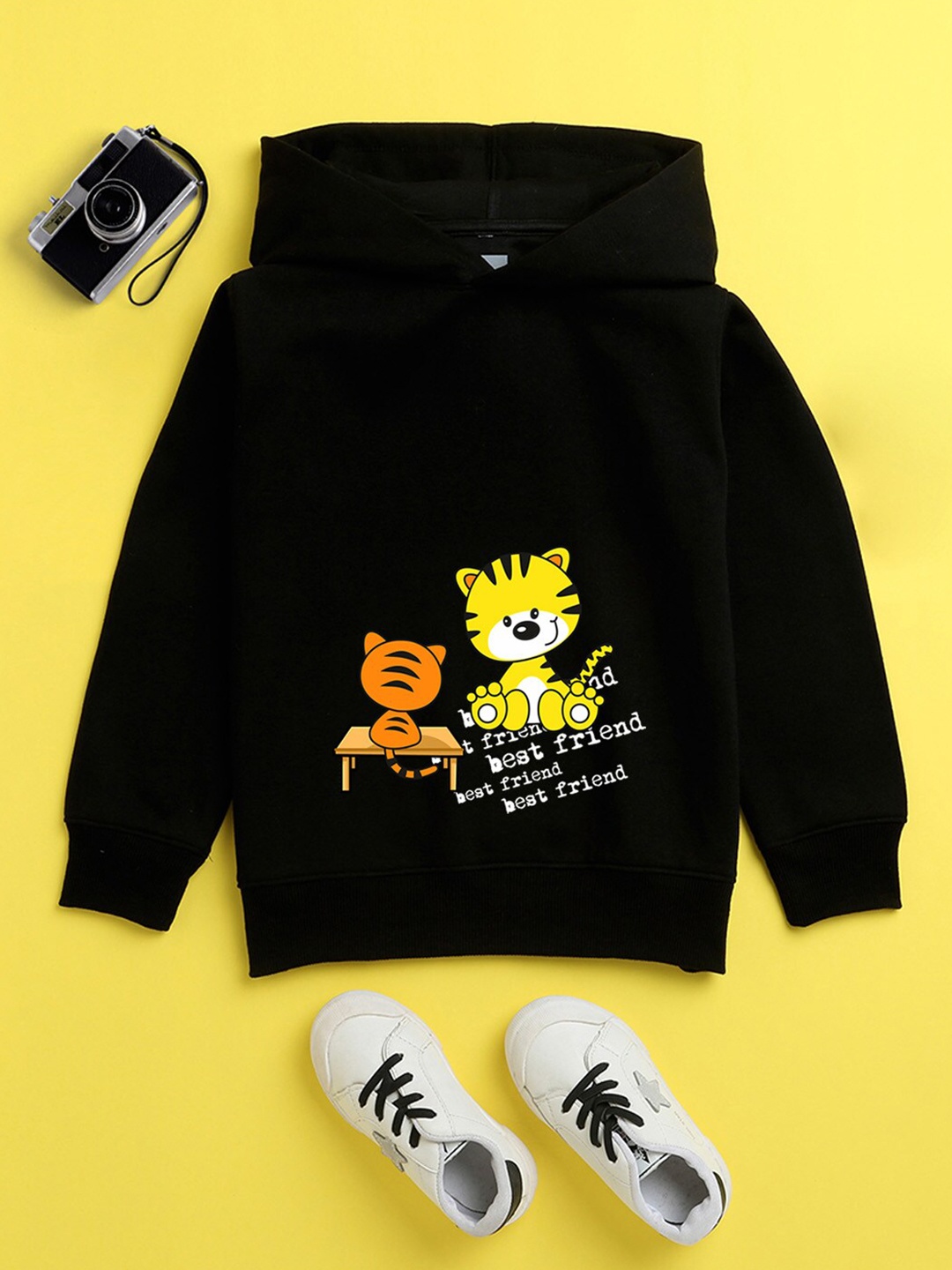 

BAESD Kids Graphic Printed Hooded Fleece Pullover, Black