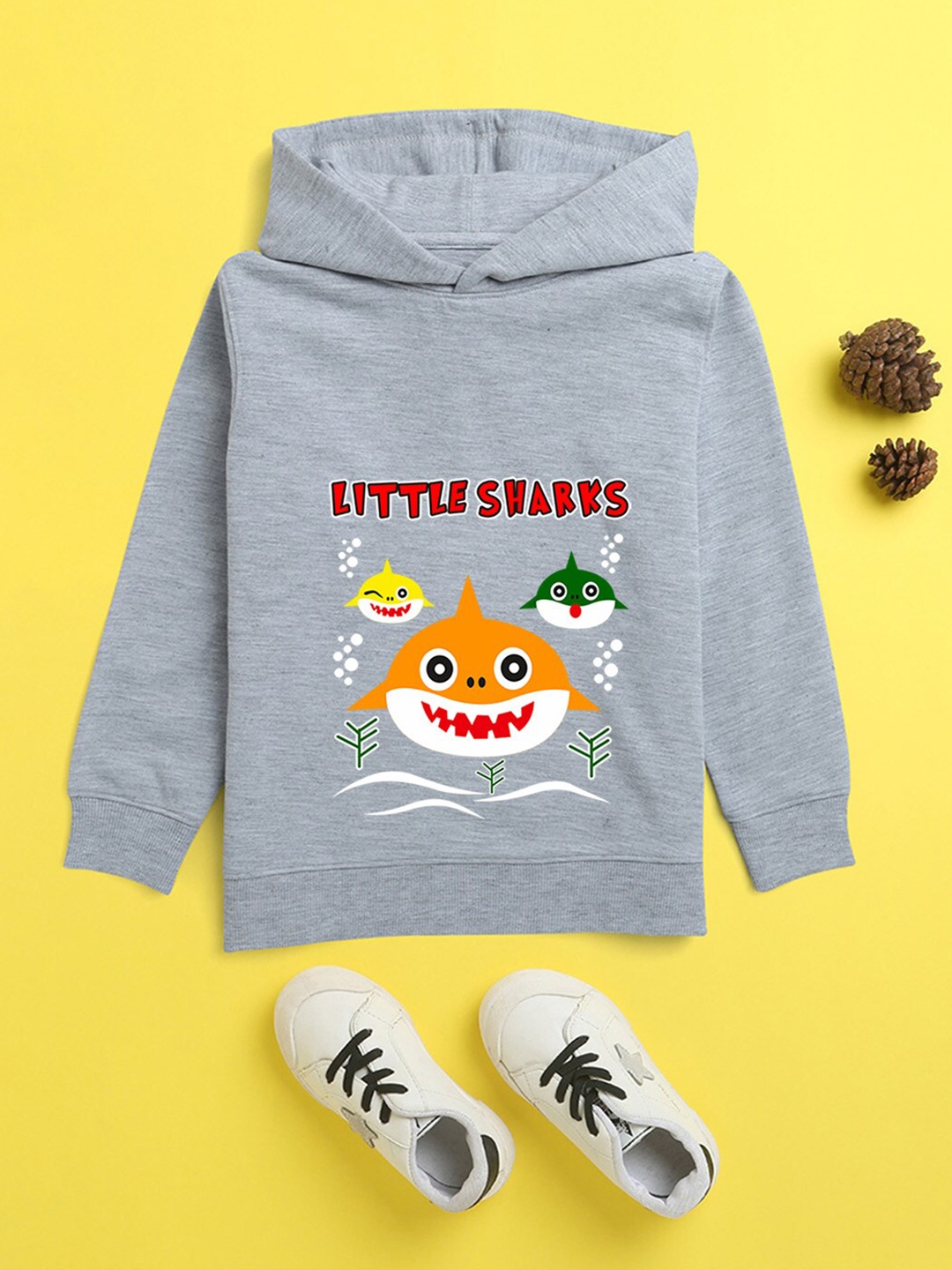 

BAESD Kids Graphic Printed Hooded Fleece Pullover, Grey