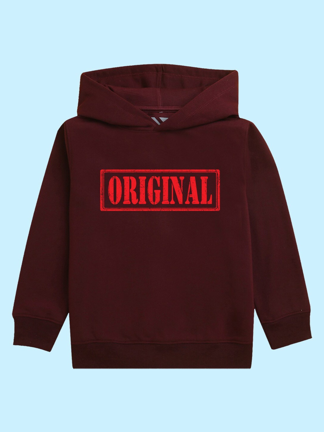 

BAESD Kids Typography Printed Hooded Fleece Pullover, Burgundy