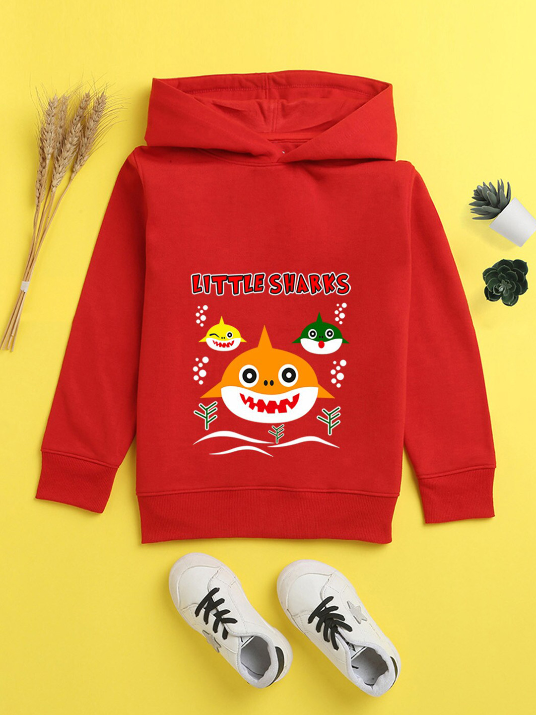 

BAESD Kids Graphic Printed Hooded Fleece Pullover, Red