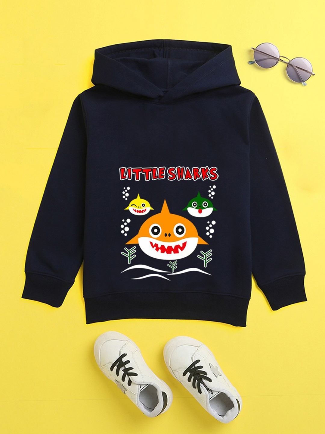 

BAESD Kids Graphic Printed Hooded Fleece Pullover, Navy blue