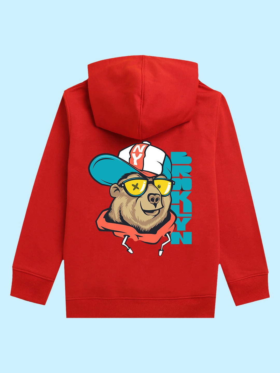 

BAESD Kids Graphic Printed Hooded Fleece Pullover Sweatshirt, Red