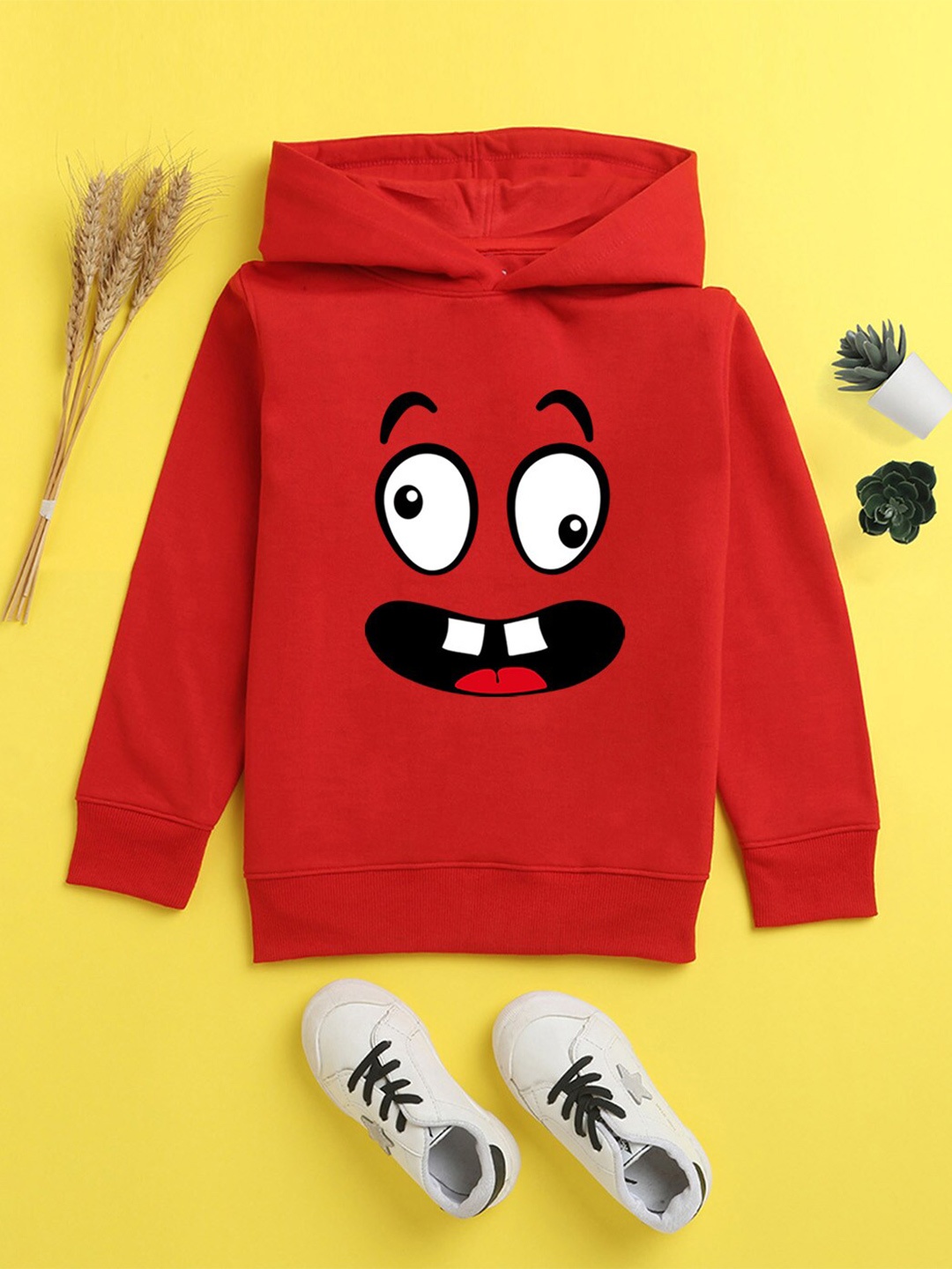 

BAESD Kids Graphic Printed Hooded Fleece Pullover, Red