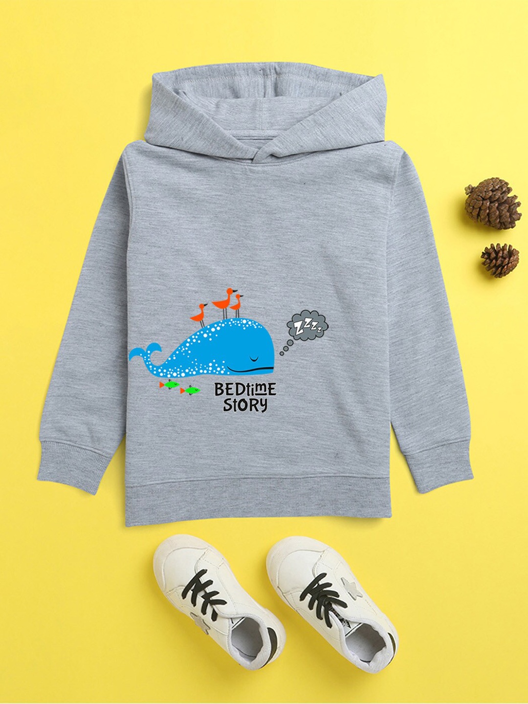 

BAESD Kids Graphic Printed Hooded Fleece Pullover, Grey