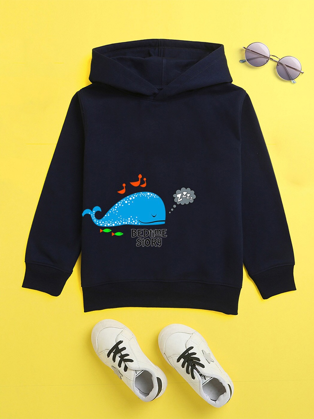 

BAESD Kids Graphic Printed Hooded Fleece Pullover, Navy blue