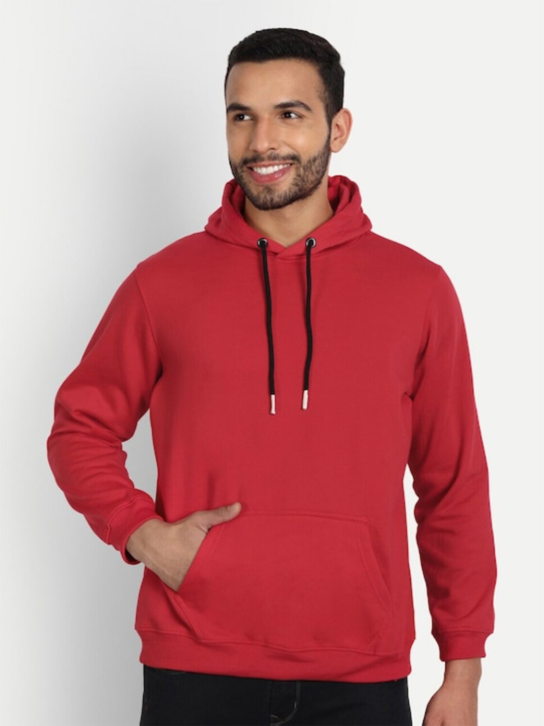 

DZZO Hooded Pure Cotton Pullover Sweatshirt, Red